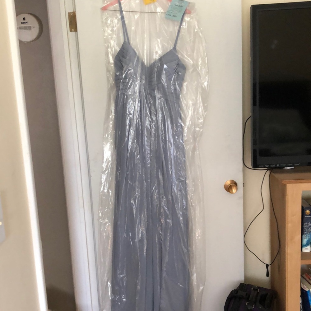 Azazie bridesmaid dress. Color dusty blue. Size 4/6 Used once. Dry-cleaned.